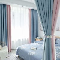 北欧风格ins遮光窗帘成品简约现代卧室客厅阳台拼接纯色加厚布料