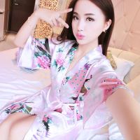 睡袍女春夏秋季性感仿真丝睡衣冰丝女式薄款浴袍丝绸情趣家居服