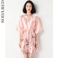 睡衣女春秋夏季薄款冰丝大码睡袍红色结婚新娘晨袍仿真丝浴袍宽松