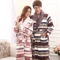 2018秋冬季法兰绒情侣睡袍男士女士浴袍珊瑚绒长袖睡衣家居服浴衣