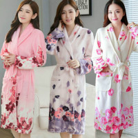 秋冬季女士睡袍法兰绒睡衣女单件浴袍珊瑚绒睡衣家居服性感可外穿
