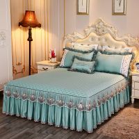 韩版莫代尔夹棉床裙单件公主风蕾丝花边床罩三件套加厚防滑床垫套