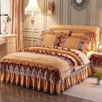 欧式高档水晶绒夹棉床裙四件套加厚家用床上四件套4—6kg床上用品