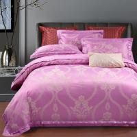欧式全棉贡缎提花四件套1.8m床床单被套床笠纯棉婚庆天丝床上用品