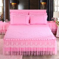 韩版公主蕾丝夹棉加厚床裙单件加棉防滑床罩保护套防尘罩床单1.8m