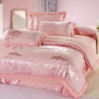 高档贡缎提花四件套纯棉结婚婚庆全棉床单被套网红欧式床上用品