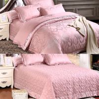 欧式贡缎提花四件套纯棉春秋加厚夹棉床盖被套床裙结婚庆床上用品