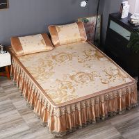 可拆卸冰丝凉席床裙式三件套水洗折叠床罩式双人夏季空调冰凉席子