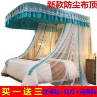 买就送u型导轨蚊帐可升降三开门蚊帐家用单双人宫廷蚊帐加粗加密