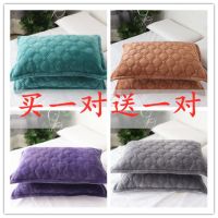夹棉加厚水晶绒秋冬保暖绒面枕套法兰绒短毛绒单双人枕头套一对装