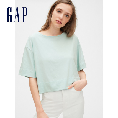 Gap女装纯棉宽松短袖T恤夏季577521 2020新款简约纯色基础款上衣