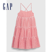 Gap女童纯棉吊带格子连衣裙夏季578389 新款洋气童装公主裙子