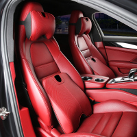 专用于保时捷真皮头枕腰靠卡宴Macan帕拉梅拉护颈枕车内用品装饰