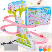函夏 抖音社会人小猪充电爬爬梯 逗乖比儿童灯光音乐电动轨道玩具 自备电池版三只小猪 小号邮购盒版批发地摊夜市