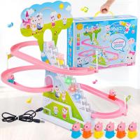 函夏 抖音社会人小猪充电爬爬梯 逗乖比儿童灯光音乐电动轨道玩具 供电版六只小猪 小号邮购盒版批发地摊夜市