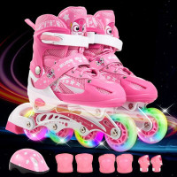 溜冰鞋儿童3-5-6-8-10岁全套装旱冰滑冰鞋轮滑鞋男女儿童可调