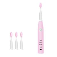 充电款电动牙刷usb声波牙刷全自动防水家用软毛5档情侣男女成人款|红色 家用2刷头+充电线