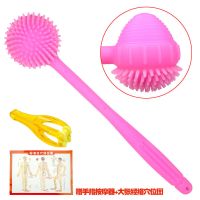 加长硅胶按摩锤棒敲胆经足三里经络拍腿肩捶背小神器按摩锤手持式|粉色单面锤送手指器+图