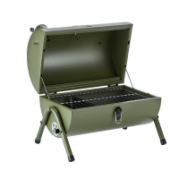 便携式户外烧烤炉家用室内木炭全套工具小型野外烤肉串加厚碳烤架|军绿色