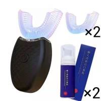 全自动声波防水电动牙刷成人日本u型刷牙神器送牙膏学生儿童|黑色【牙膏2+刷头2+蓝光+送】 7-15岁儿童