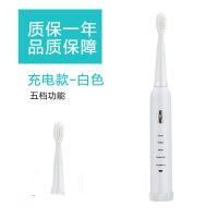 便携式懒人洁齿神器超声波自动智能软毛电动牙刷可充电式成人儿童|银白色 座充五档调速八刷头加收纳盒