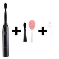 款美白电动牙刷成人usb充电儿童软毛自动牙刷五档模式|经典黑 4刷头+座充+收纳盒