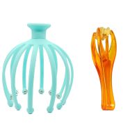 灵魂提取器压力八爪鱼防脱发缓解头皮按摩器十二抓头部按摩按摩器|【蓝色】十二抓+穴位图【送手指夹】