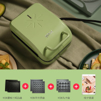 食机神器饼铛小型家用三明治早餐机华夫饼电吐司压烤机网红轻|复古绿（标配+华夫饼盘+鸡蛋仔盘）