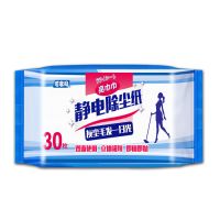 静电除尘纸干巾擦地湿巾地板湿巾一次性毛巾吸毛发无纺布除尘拖把|1包加厚静电干巾[30片]