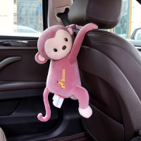 皮皮猴创意纸巾盒车载车用挂式抽纸盒套可爱车内装饰汽车用品大全|皮皮猴-挂式款-豆沙色