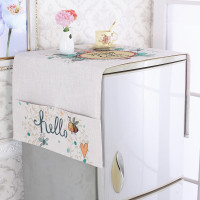 棉麻滚筒洗衣机盖布床头柜盖巾单开门冰箱罩对双开门微波炉防尘罩|冰箱蜜蜂兔子 60*170对开/双门冰箱通