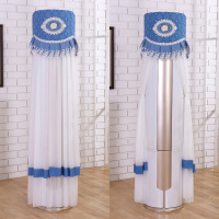 空调罩海尔格力美的圆形奥克斯柜机立式圆柱空调套开机不取防|四叶草蓝色 惠而浦/长虹/志高/TCL/创维