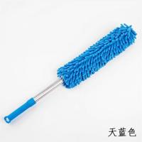 雪尼尔静电除尘鸡毛掸子家用可伸缩弯曲汽车除尘扫灰不掉毛清洁|天蓝(伸缩款)