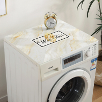 软玻璃海尔洗衣机罩防水盖布pvc防晒防尘垫子 双开门冰箱盖巾通用|金叶石纹 适用床头柜等:60*40cm