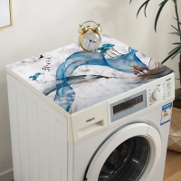 软玻璃海尔洗衣机罩防水盖布pvc防晒防尘垫子 双开门冰箱盖巾通用|抽象大理石 适用床头柜等:50*40cm