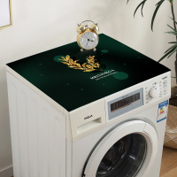 软玻璃海尔洗衣机罩防水盖布pvc防晒防尘垫子 双开门冰箱盖巾通用|梦幻金叶 适用洗衣机/单开冰箱:60*60cm