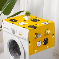 冰箱防尘罩单双开门盖布滚筒式洗衣机防水防晒盖巾微波炉防灰|黄色小猫(防尘盖布) 小双开门冰箱60x150CM