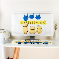 电脑罩防尘罩台式简约现代液晶显示器键盘主机保护套屏幕盖布防尘|黄人(三件套) 24英寸