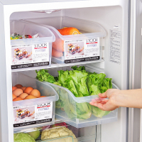 大号带滑轮收纳筐冰箱保鲜盒 厨房食物水果收纳盒塑料蔬菜收纳篮