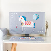 电脑罩防尘罩台式简约现代液晶显示器键盘主机保护套屏幕盖布防尘|小木马(三件套) 24英寸