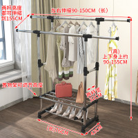 晾衣架落地折叠室内单杆式晒衣架卧室挂衣架家用简易凉衣服的架子|升级款(黑色)-带刹车轮子 大