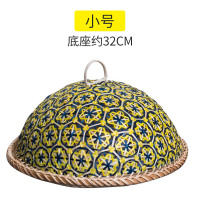 家用折叠饭菜罩子剩菜盖菜罩竹编防苍蝇防尘餐桌罩馒头防蝇防虫筐|圆形绿色竹编盖