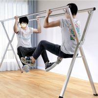 晾衣架落地折叠室内外阳台晒衣架x型晾衣架子晾衣杆晒被子免安装|强力米伸缩双杆带轮送防风钩