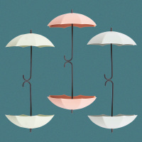 雨伞挂钩 壁挂 墙壁粘钩可爱钥匙挂钩壁挂创意装饰门口挂钥匙神器|粉蓝绿[6个装]