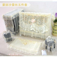 田园布艺碎花电脑套电脑罩子显示屏套液晶防尘罩电脑5件套显|蒙娜丽莎5件套 电脑桌盖布80*130cm含花边