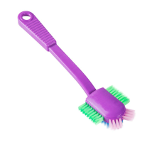 多头鞋刷长柄家用刷子洗衣服的刷子洗鞋专用刷清洁多功能软毛刷子|紫色鞋个)