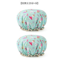 双层浴帽防水洗澡帽女款可爱加厚浴冒儿童女童沐浴头套头发套帽子|卡通女孩绿色2个