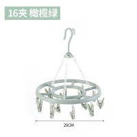 防风晾衣架凉挂晒袜子内衣内裤宝宝婴儿圆形带挂钩神器多夹子家用|16夹-橄榄绿