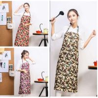 时尚迷彩防水防油吊带围裙罩衣基地女成人工作服厨房餐厅清洁