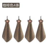 厨房擦手巾挂式吸水可爱儿童小方巾擦布洗手小毛巾手帕搽手巾抹布|咖啡色(4条装)送5挂钩